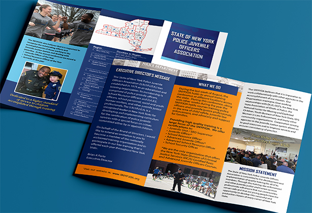 SNYPJOA State of NY Police Juvenile Officers Association Tri-Fold Brochure Design