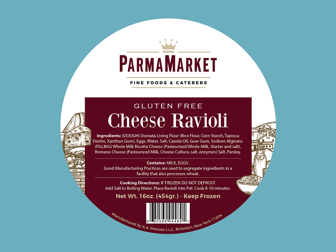 Parmamarket Cheese Ravioli Food Label Sticker