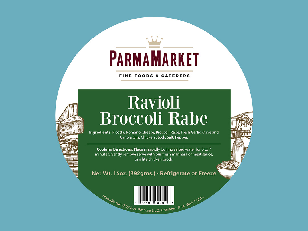 Parmamarket Ravioli Broccoli Rabe Food Label Sticker